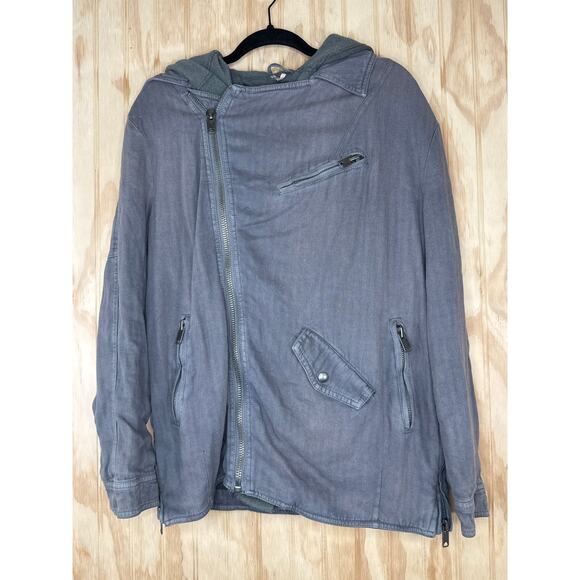Free People Grunge Gray Double Layer 2-Fer Jacket Coat Snap Zip Pockets Size XS - Picture 11 of 11